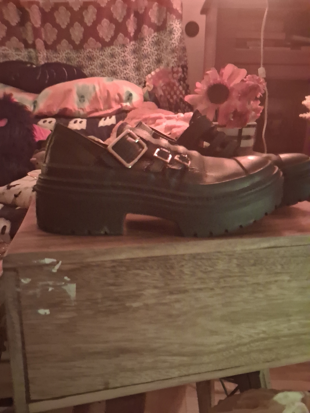 Converse Black Platform Buckle Sneakers